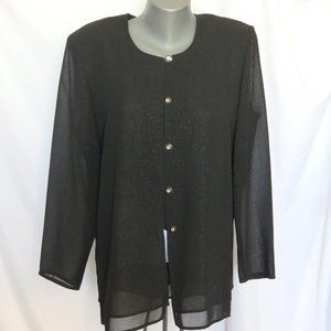Vintage 1990s Black Crepe Sheer Tunic Lined